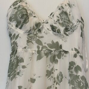 Floral green and white dress